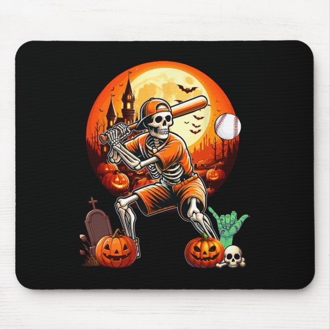 Playing Baseball Halloween Player Trainer Fan Love Mouse Mat (Front)