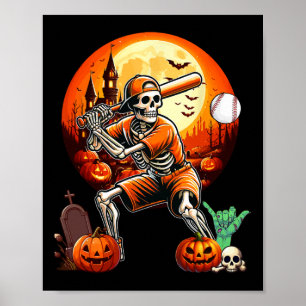 Playing Baseball Halloween Player Trainer Fan Love Poster