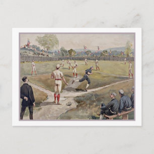 Playing Baseball Louis Prang Antique Print 1887 Postcard