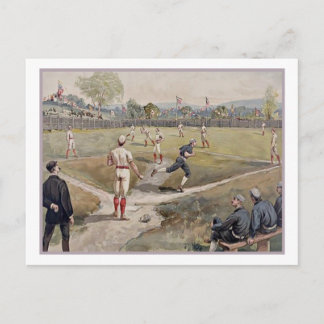 Playing Baseball Louis Prang Antique Print 1887 Postcard