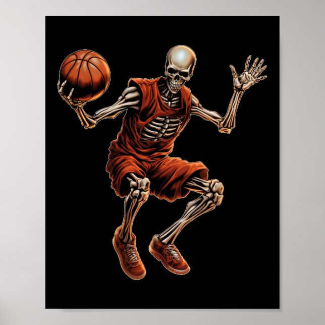 Playing Basketball Cool Funny Halloween  Poster (Front)