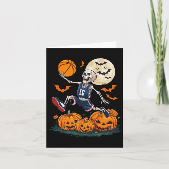 Playing Basketball Halloween Men Boys Basketball  Card (Front)