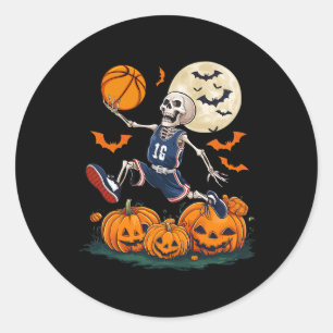 Playing Basketball Halloween Men Boys Basketball Classic Round Sticker