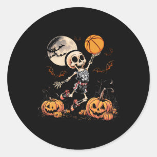 Playing Basketball Halloween Men Boys Basketball Classic Round Sticker