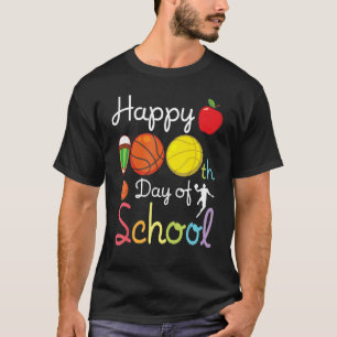 Playing Basketball Happy 100 Days Of School Studen T-Shirt
