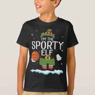 Playing Basketball On Snow I'm The Sporty ELF Merr T-Shirt