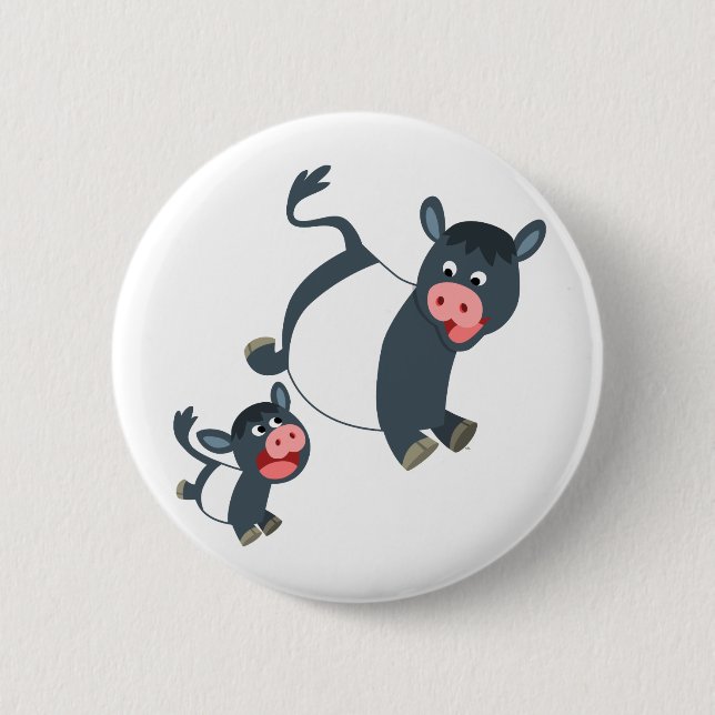 Playing Belted Galloway Cow & Calf Button Badge (Front)