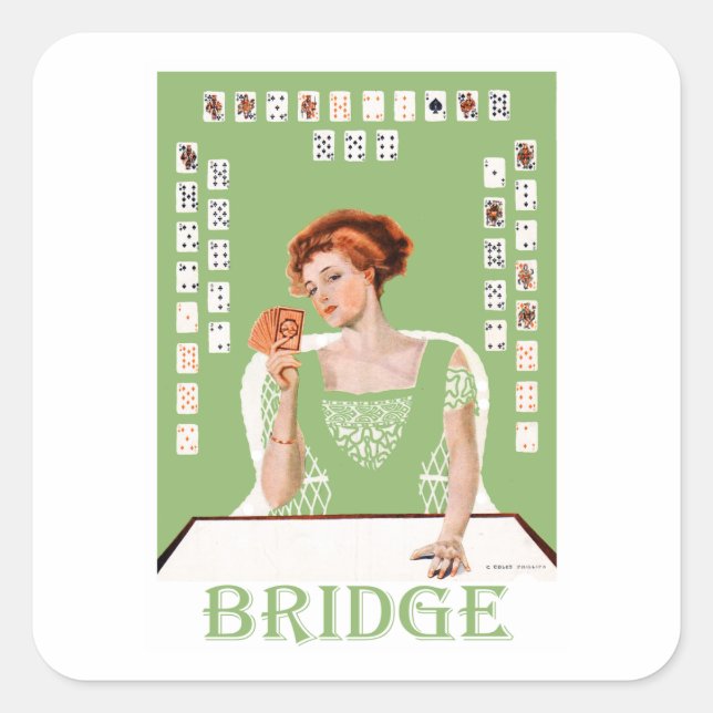 Playing Bridge Square Sticker (Front)