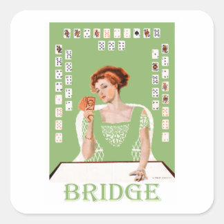 Playing Bridge Square Sticker
