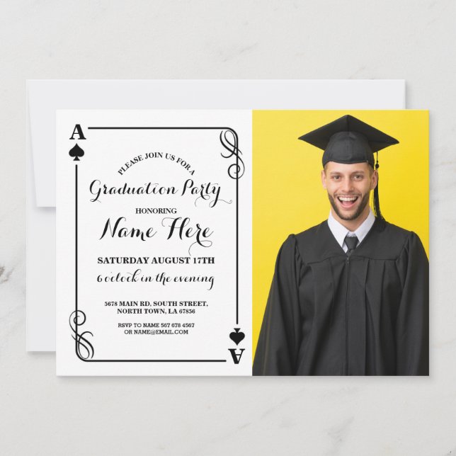Playing Card Ace of Spades Vegas Graduation Photo (Front)