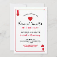 Playing Card Birthday Ace Vegas Invite Hearts