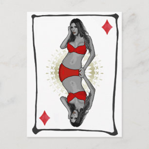 Playing Card Cartoon Girl Diamonds
