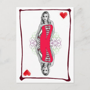 Playing Card Cartoon Girl Hearts
