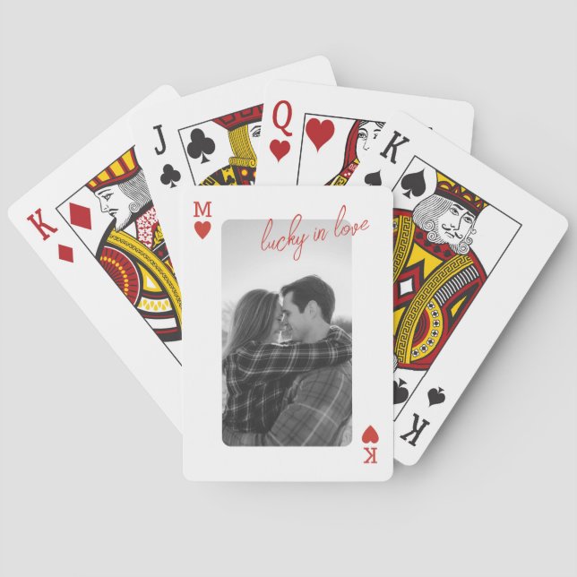 Playing Card Couple Photo Romantic Love Heart Gift (Back)