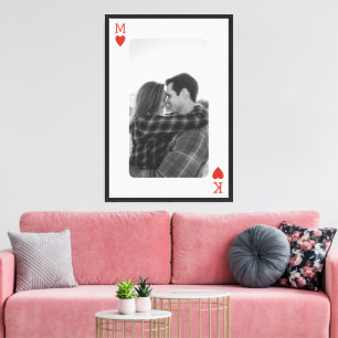 Playing Card Couple Photo Romantic Love Heart Gift Canvas Print