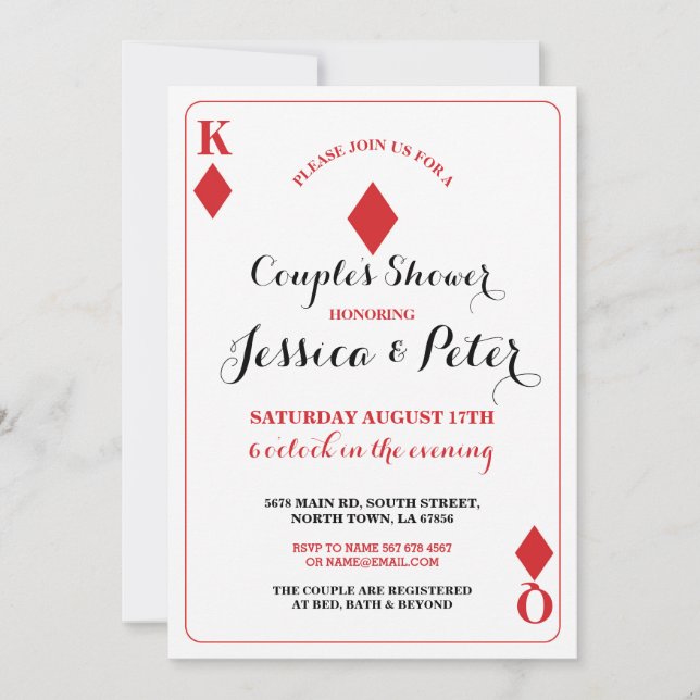 Playing Card Couples King Queen Las Vegas Invite (Front)