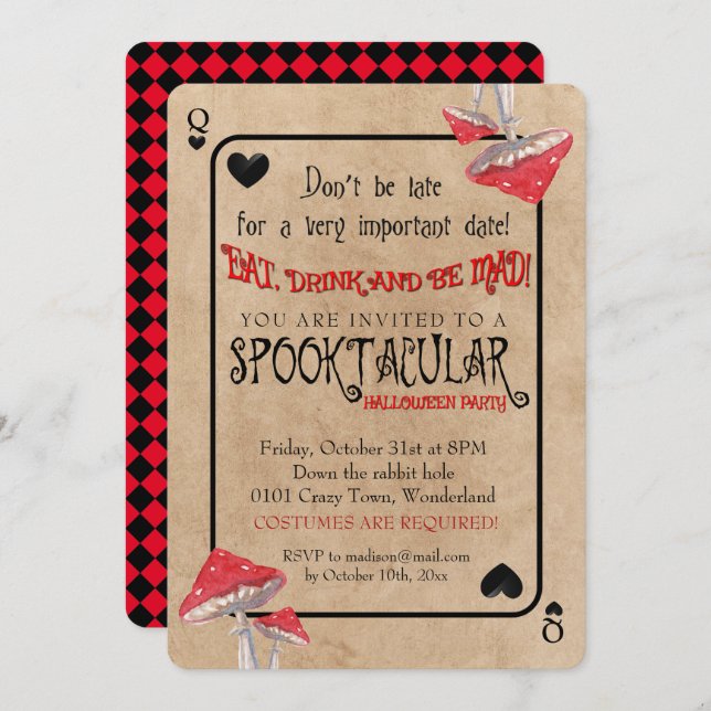 Playing Card Crazy Mushrooms Halloween (Front/Back)