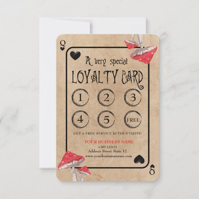 Playing Card Crazy Mushrooms Loyalty Card (Front)