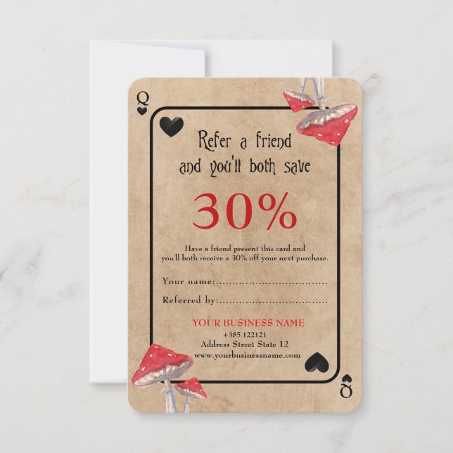 Playing Card Crazy Mushrooms Referral Card (Front)