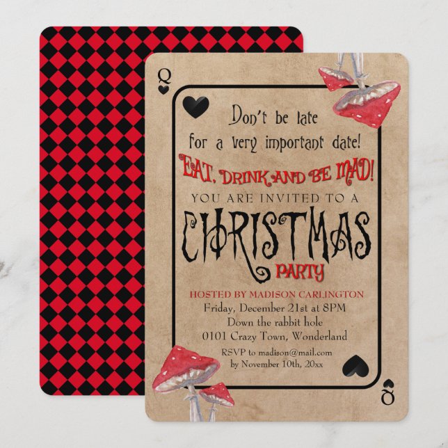 Playing Card Crazy Mushrooms Wonderland Christmas (Front/Back)