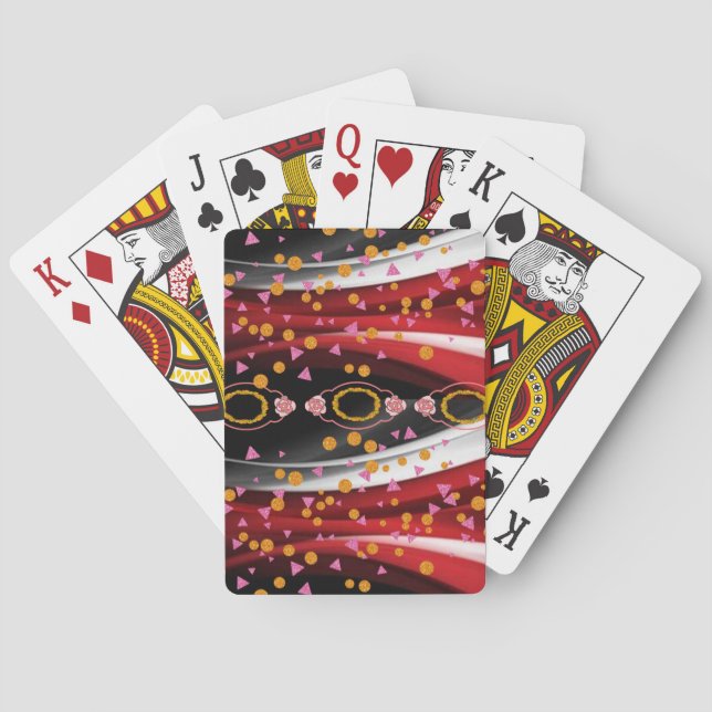 Playing Card Deck Abstract Red White Black (Back)