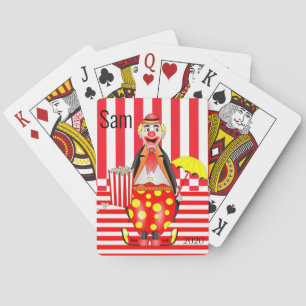 Playing Card Deck Clown Red Stripe Popcorn