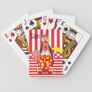 Playing Card Deck Clown Red Stripe Popcorn