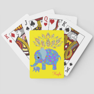 Playing Card Deck Colourful Elephant Yellow