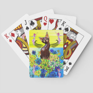 Playing Card Deck Fairy Kitten Floral Stripe