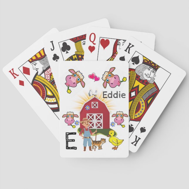 Playing Card Deck Farmer Farm Yellow Ducks Cows (Back)