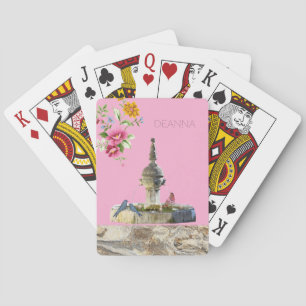 Playing Card Deck Floral Bird Fountain