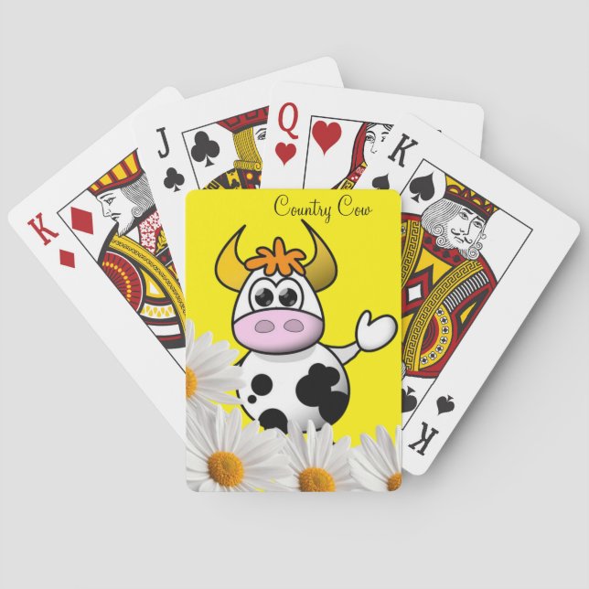 Playing Card Deck Floral Country Cow Yellow (Back)