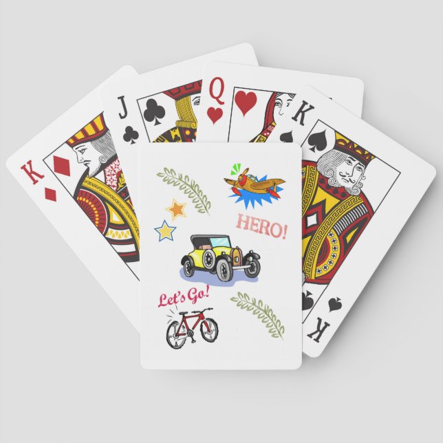 Playing Card Deck Hero Bicycle Car Aeroplane  (Back)