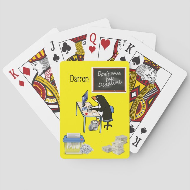 Playing Card Deck Penguin Office Deadline Yellow (Back)