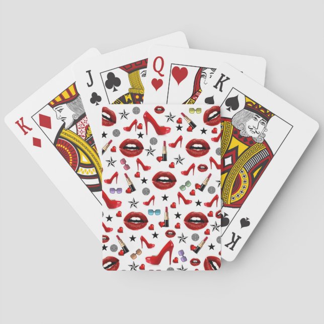 Playing Card Deck Red Lipstick Heels (Back)
