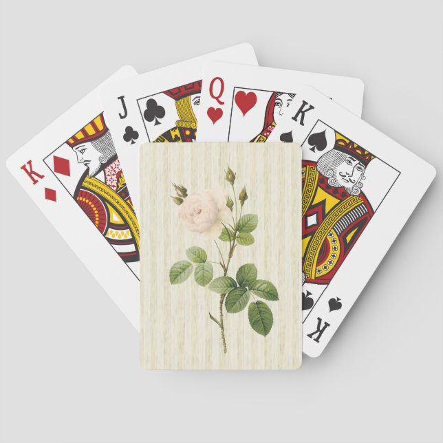 Playing Card Deck Rose Beige Floral (Back)