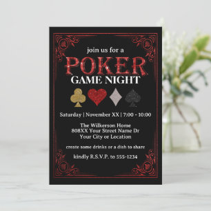 Playing Card Game Night on Black Poker Party