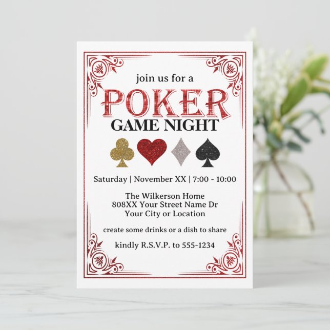 Playing Card Game Night Poker Party (Standing Front)