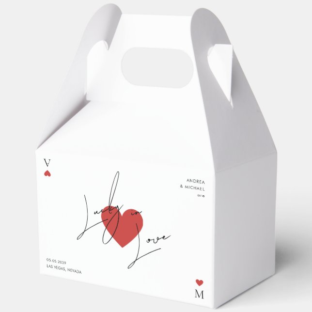 Playing Card Heart Casino Nevada Vegas Wedding Favour Box (Front)