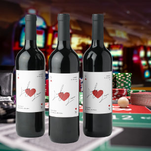 Playing Card Heart Casino Nevada Vegas Wedding Wine Label