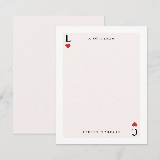 Playing Card Inspired Stationery Note Card (Front/Back)