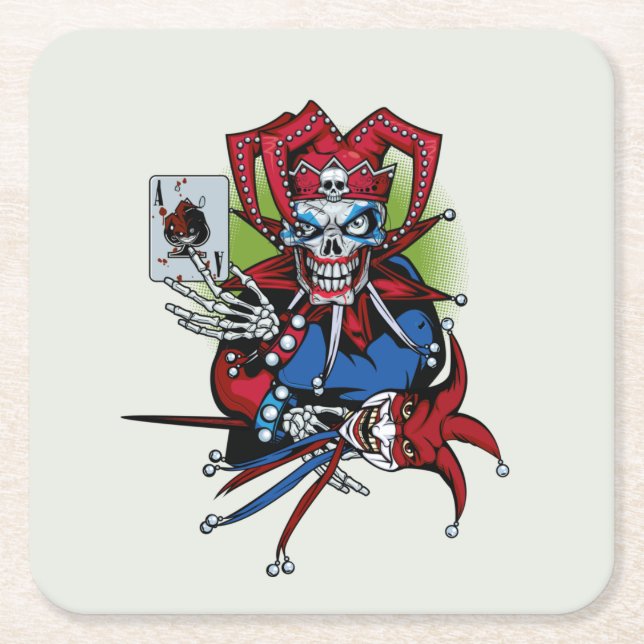 Playing card, Joker   Square Paper Coaster (Front)