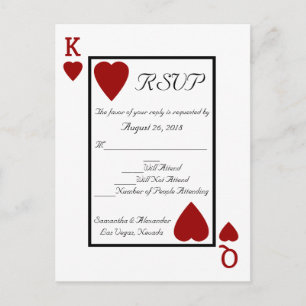Playing Card King/Queen RSVP Reply Postcard