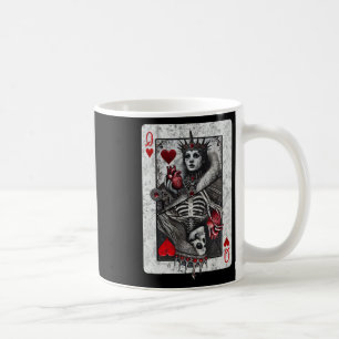 Playing Card Queen Of Hearts Death Skeleton Hallow Coffee Mug