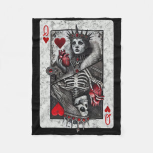 Playing Card Queen Of Hearts Death Skeleton Hallow Fleece Blanket