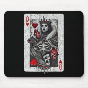 Playing Card Queen Of Hearts Death Skeleton Hallow Mouse Mat