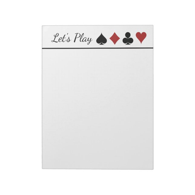 Playing Card Score Pad,  Design on Narrow Edge Notepad (Rotated)