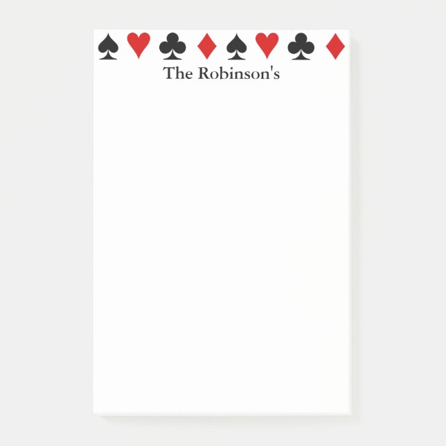 Playing Card Score Pad | Personalised Post-it Notes (Front)