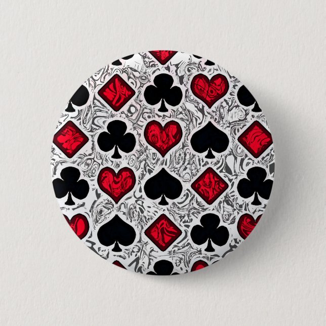 PLAYING CARD SUITS 6 CM ROUND BADGE (Front)