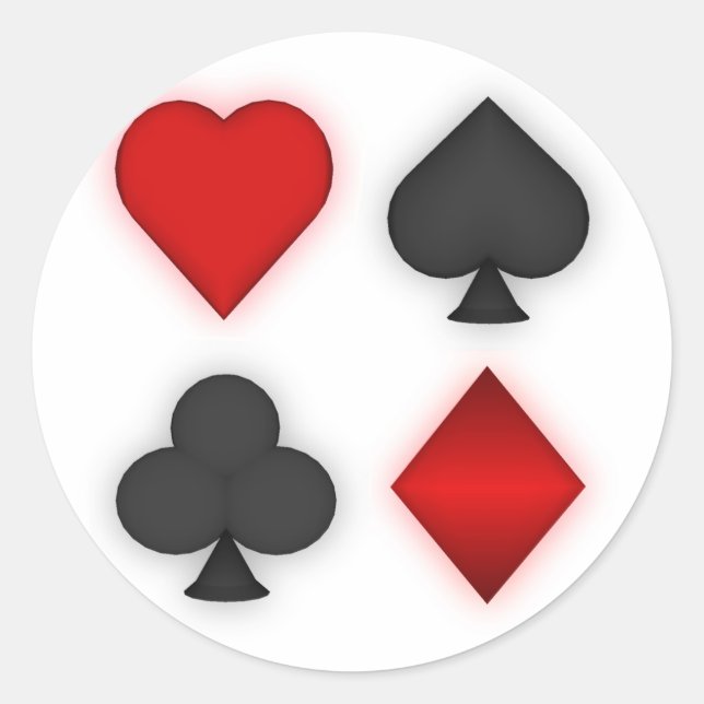 Playing Card Suits: Classic Round Sticker (Front)